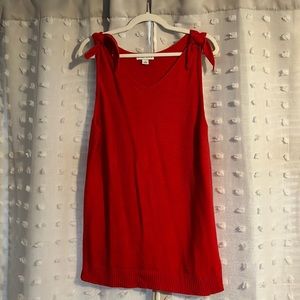 Ava & Viv Red knit tank top with tied straps in 1X.
